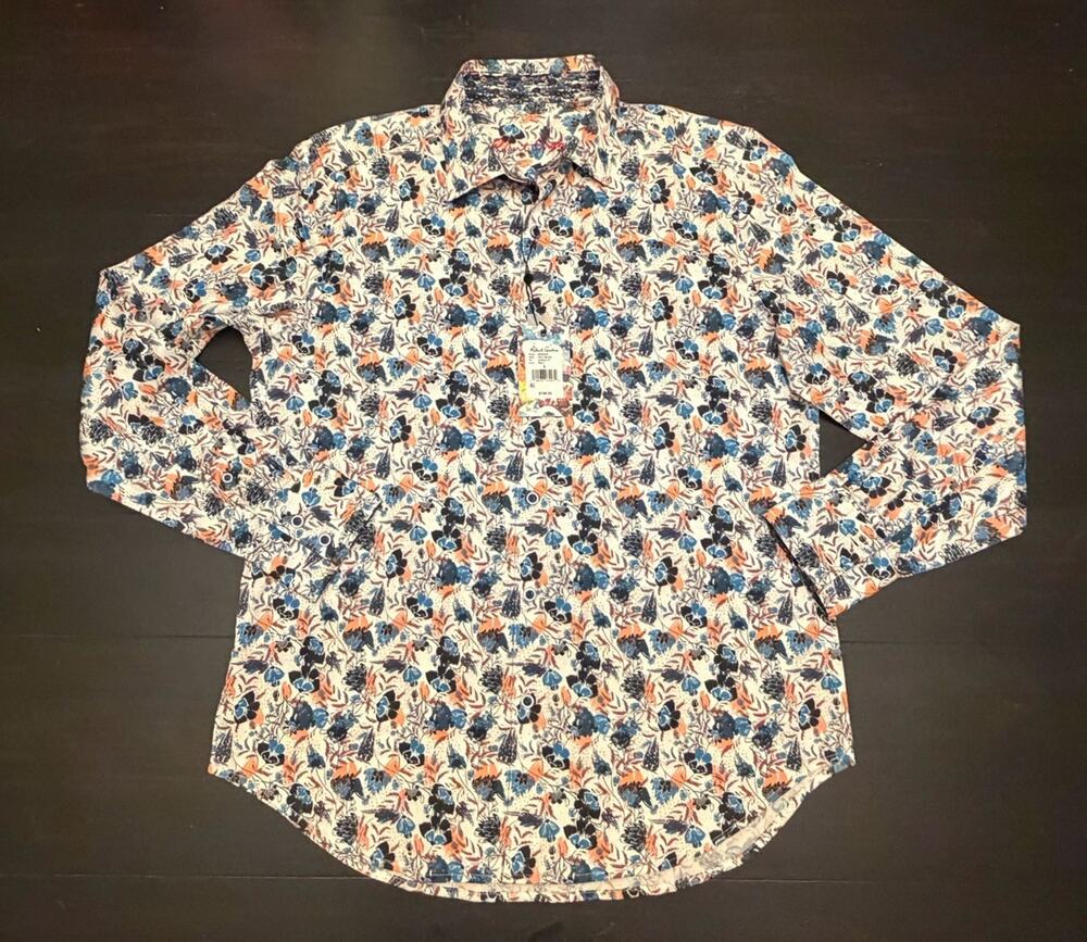 NWT $198 Robert Graham Abingdon Classic Fit L/S Shirt Mens S Stretch 97% Cotton